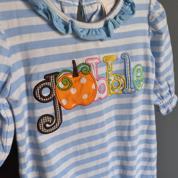 Vintage Style Blue Striped Kids One Piece 3m - Picture 3 of 4